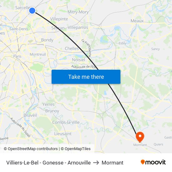 Villiers-Le-Bel - Gonesse - Arnouville to Mormant map