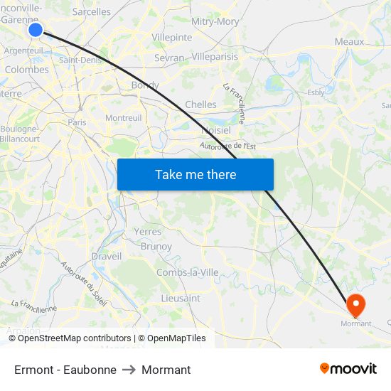 Ermont - Eaubonne to Mormant map