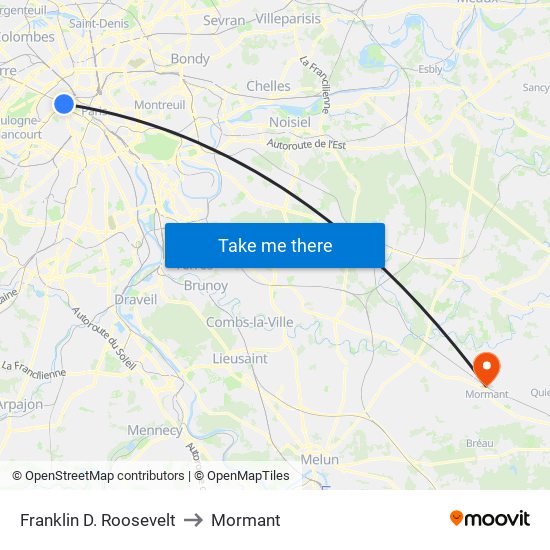 Franklin D. Roosevelt to Mormant map