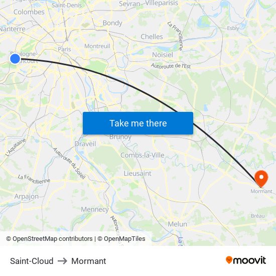 Saint-Cloud to Mormant map