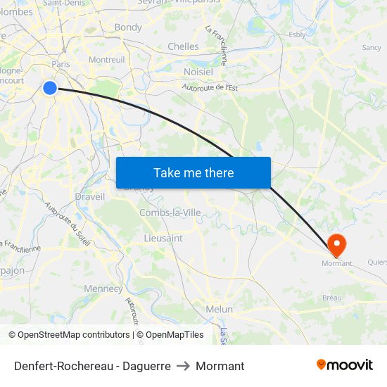 Denfert-Rochereau - Daguerre to Mormant map