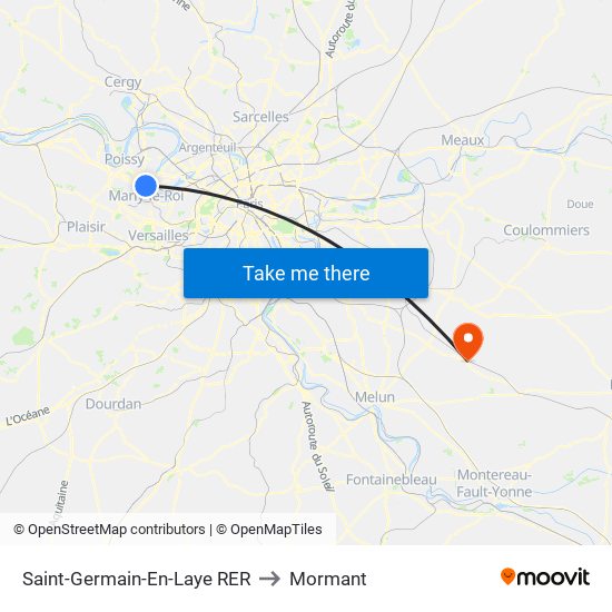 Saint-Germain-En-Laye RER to Mormant map