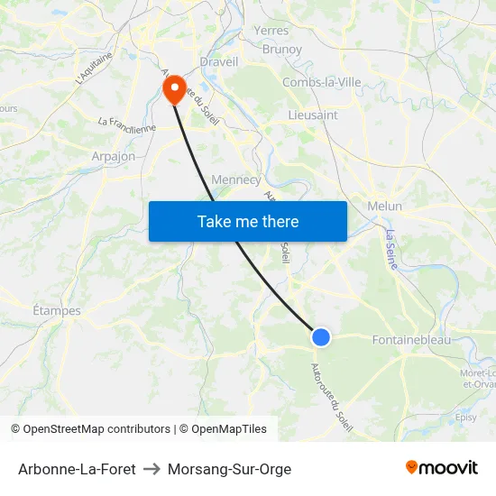 Arbonne-La-Foret to Morsang-Sur-Orge map