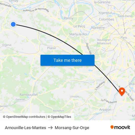 Arnouville-Les-Mantes to Morsang-Sur-Orge map