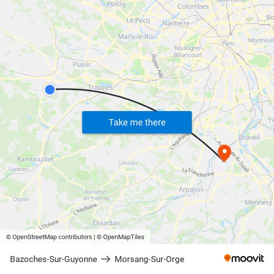 Bazoches-Sur-Guyonne to Morsang-Sur-Orge map