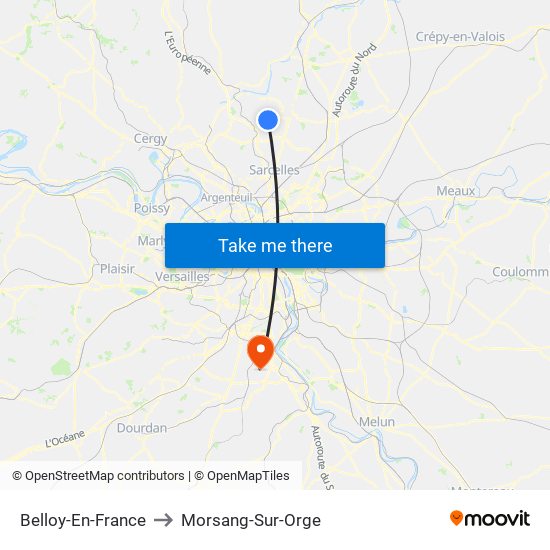 Belloy-En-France to Morsang-Sur-Orge map