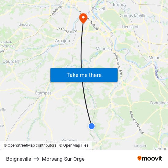 Boigneville to Morsang-Sur-Orge map