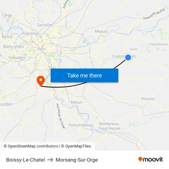 Boissy-Le-Chatel to Morsang-Sur-Orge map