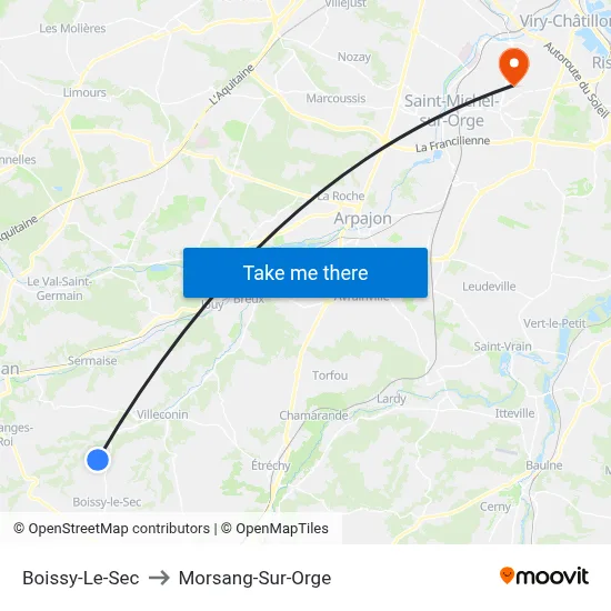 Boissy-Le-Sec to Morsang-Sur-Orge map