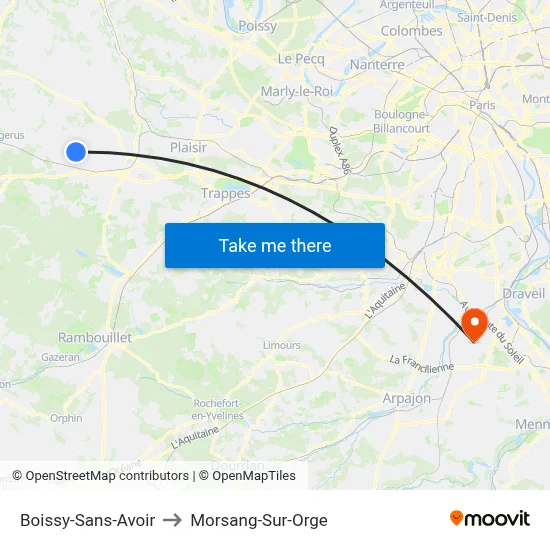 Boissy-Sans-Avoir to Morsang-Sur-Orge map