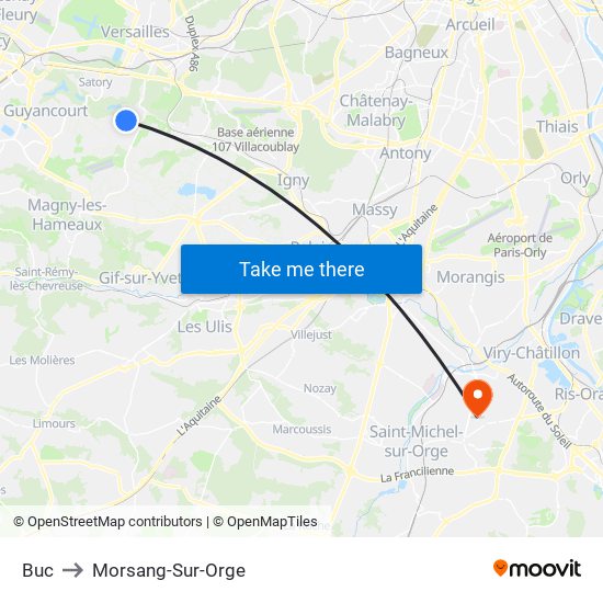 Buc to Morsang-Sur-Orge map