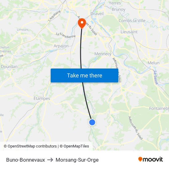 Buno-Bonnevaux to Morsang-Sur-Orge map