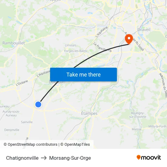 Chatignonville to Morsang-Sur-Orge map