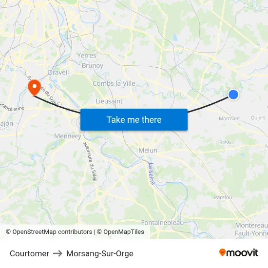 Courtomer to Morsang-Sur-Orge map