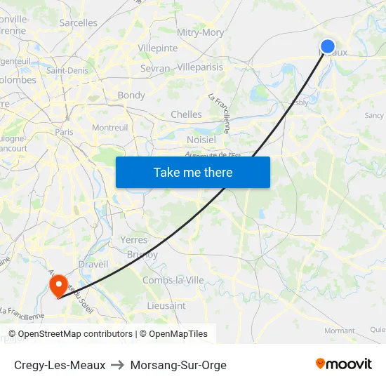 Cregy-Les-Meaux to Morsang-Sur-Orge map