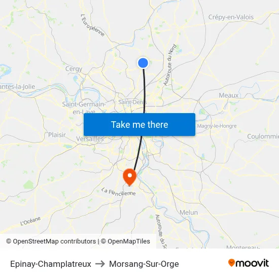 Epinay-Champlatreux to Morsang-Sur-Orge map