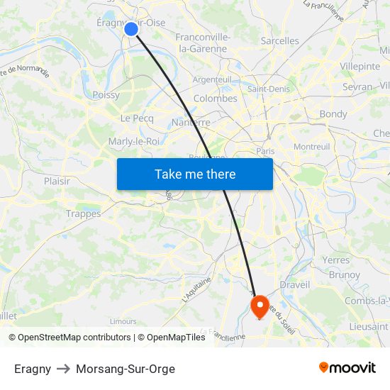 Eragny to Morsang-Sur-Orge map