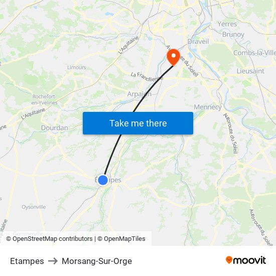 Etampes to Morsang-Sur-Orge map
