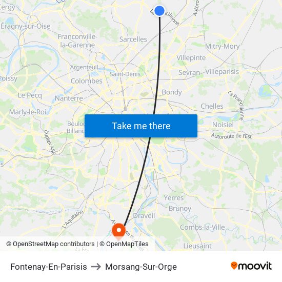 Fontenay-En-Parisis to Morsang-Sur-Orge map