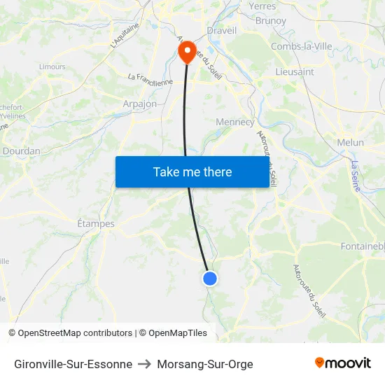 Gironville-Sur-Essonne to Morsang-Sur-Orge map