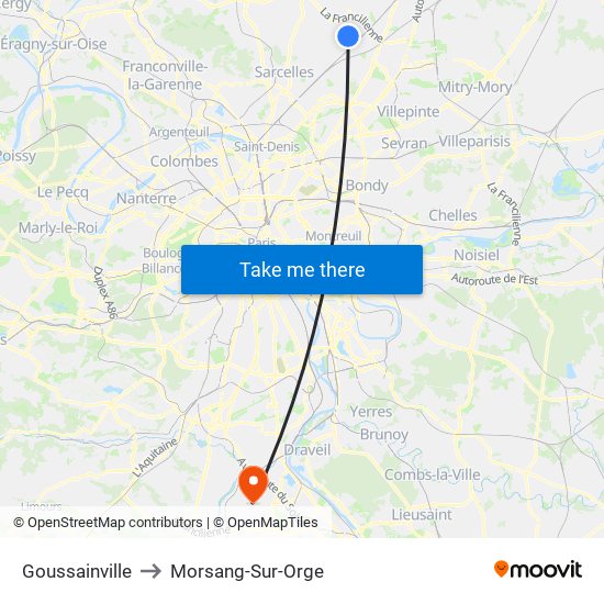 Goussainville to Morsang-Sur-Orge map