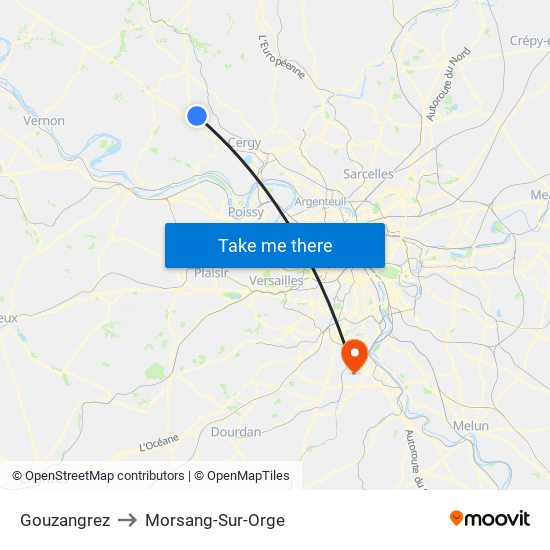 Gouzangrez to Morsang-Sur-Orge map