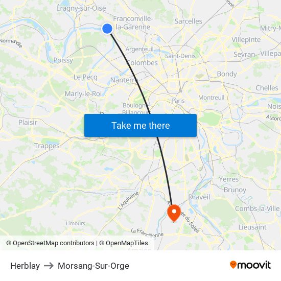 Herblay to Morsang-Sur-Orge map