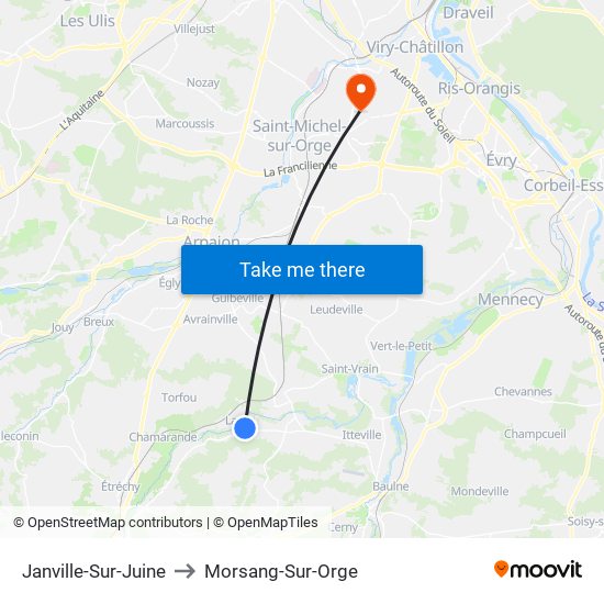 Janville-Sur-Juine to Morsang-Sur-Orge map