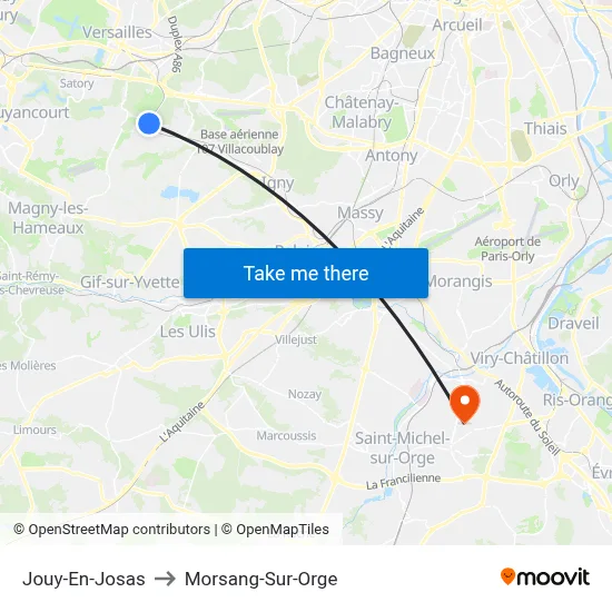 Jouy-En-Josas to Morsang-Sur-Orge map