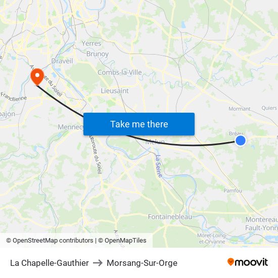 La Chapelle-Gauthier to Morsang-Sur-Orge map