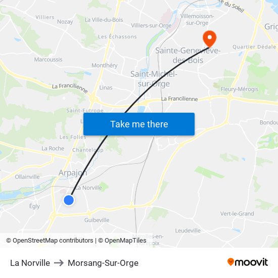 La Norville to Morsang-Sur-Orge map