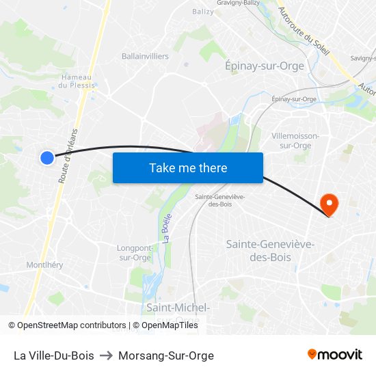 La Ville-Du-Bois to Morsang-Sur-Orge map