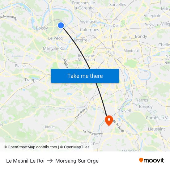 Le Mesnil-Le-Roi to Morsang-Sur-Orge map