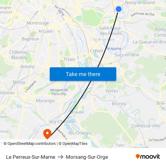 Le Perreux-Sur-Marne to Morsang-Sur-Orge map