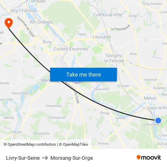 Livry-Sur-Seine to Morsang-Sur-Orge map