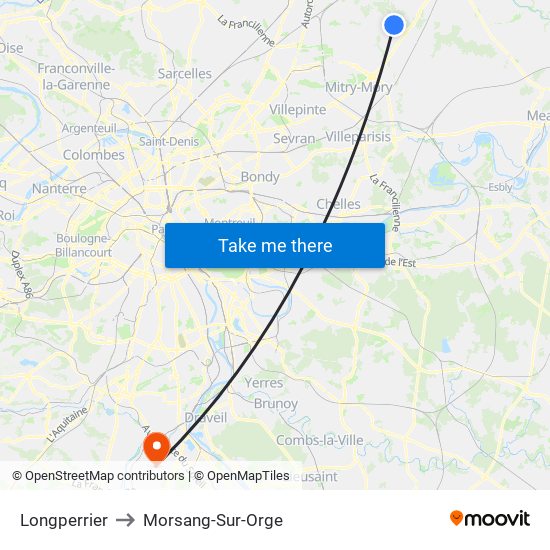 Longperrier to Morsang-Sur-Orge map