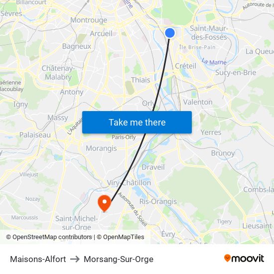 Maisons-Alfort to Morsang-Sur-Orge map