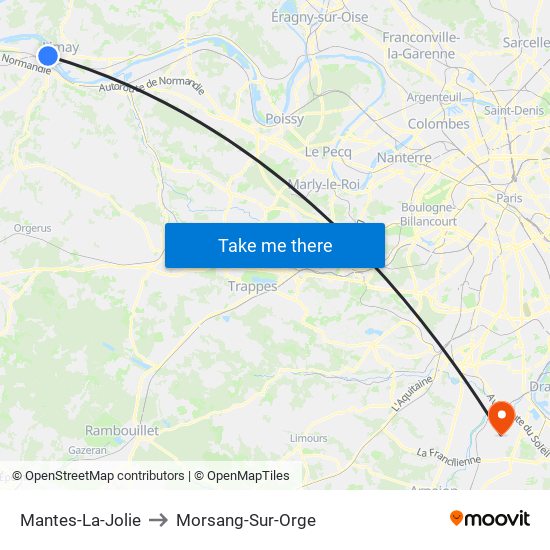 Mantes-La-Jolie to Morsang-Sur-Orge map