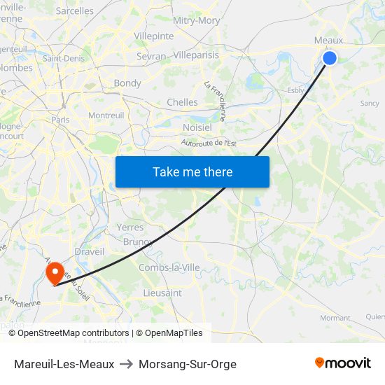 Mareuil-Les-Meaux to Morsang-Sur-Orge map