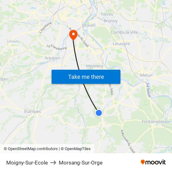 Moigny-Sur-Ecole to Morsang-Sur-Orge map