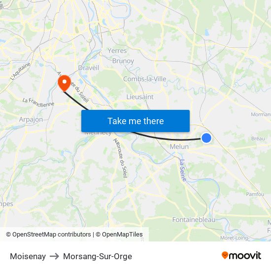 Moisenay to Morsang-Sur-Orge map