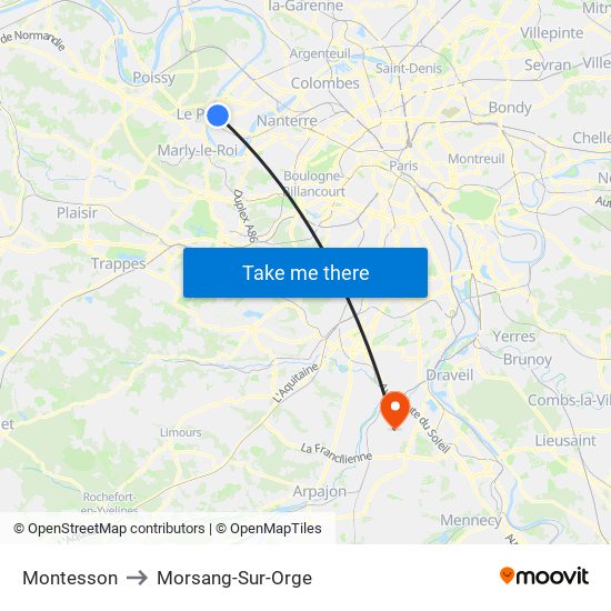 Montesson to Morsang-Sur-Orge map