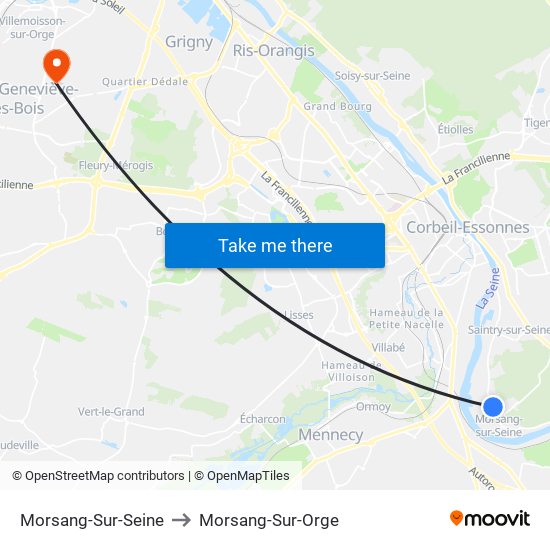 Morsang-Sur-Seine to Morsang-Sur-Orge map