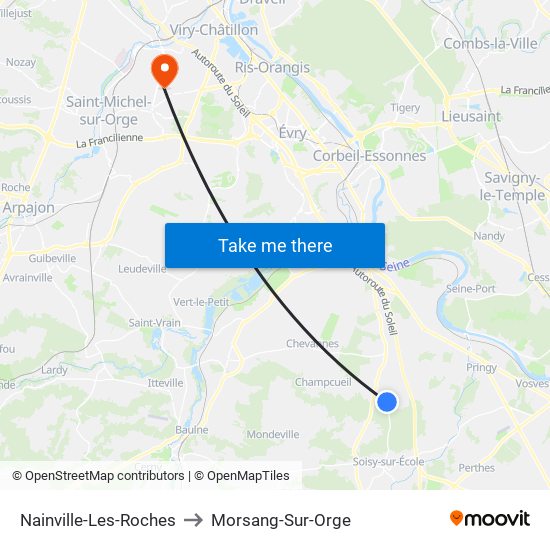 Nainville-Les-Roches to Morsang-Sur-Orge map