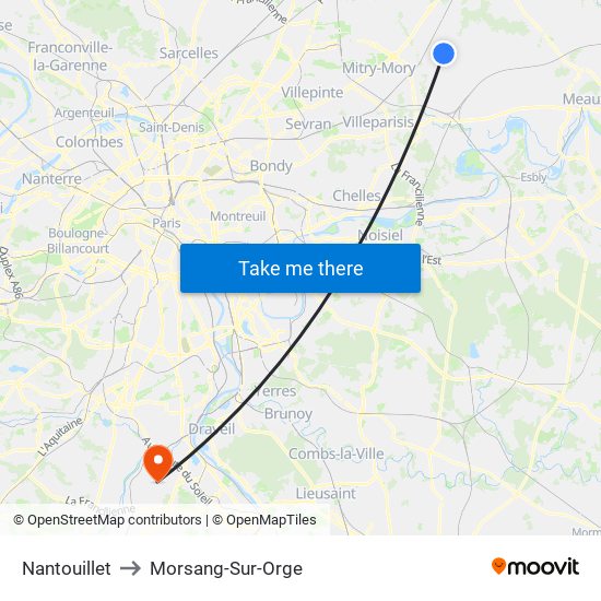 Nantouillet to Morsang-Sur-Orge map