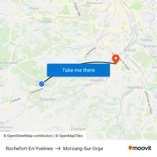 Rochefort-En-Yvelines to Morsang-Sur-Orge map