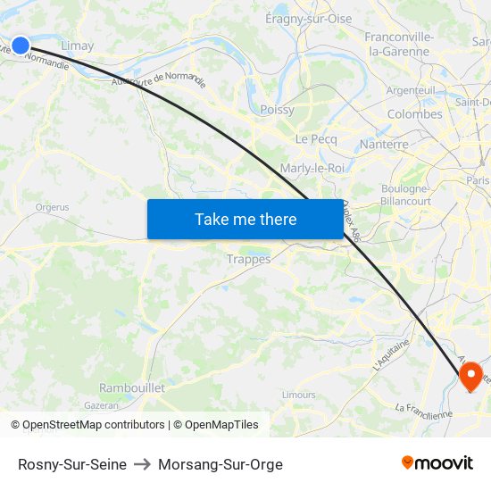 Rosny-Sur-Seine to Morsang-Sur-Orge map