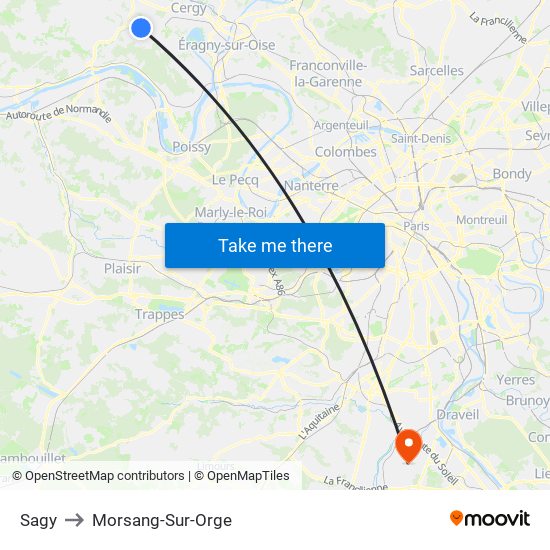 Sagy to Morsang-Sur-Orge map