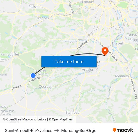 Saint-Arnoult-En-Yvelines to Morsang-Sur-Orge map