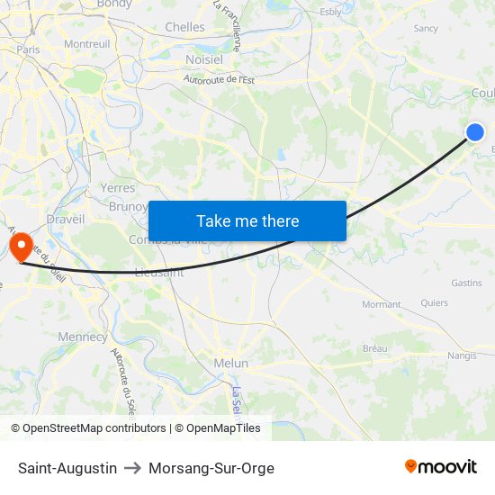 Saint-Augustin to Morsang-Sur-Orge map